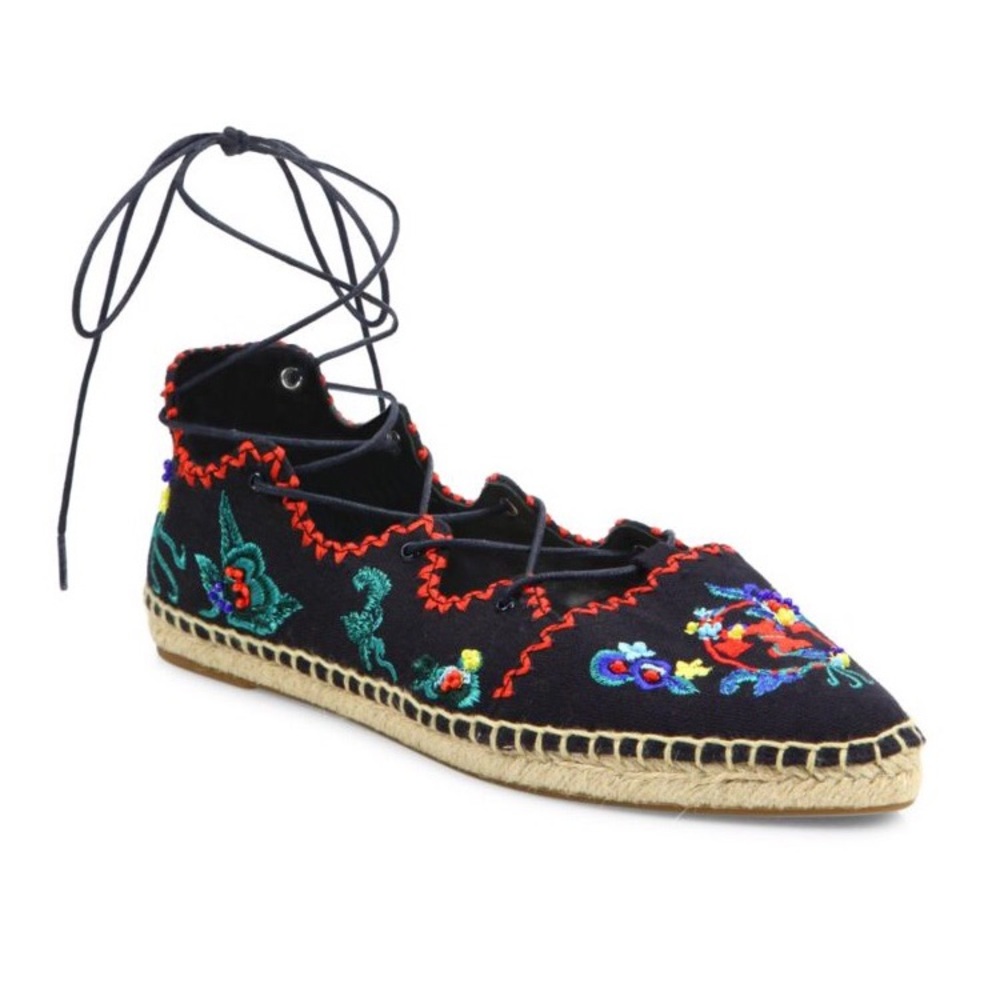 Tory Burch Sonoma Embroidered lace-up espadrille